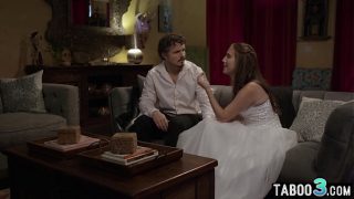 Sad MILF bride Cadence Lux consoling herself on her stebrothers big cock